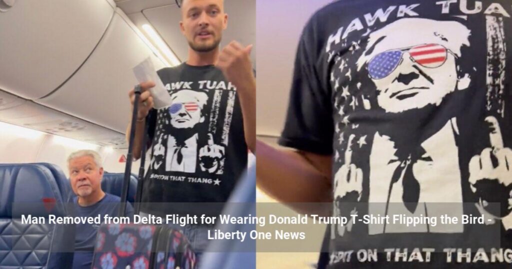 Man Removed from Delta Flight for Wearing Donald Trump T-Shirt Flipping the Bird