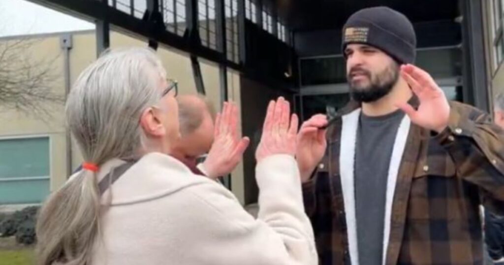 Watch: Oregon Lib Rages at Guy’s American Flag Cap, Mocks Dead Mother, Demands ‘Call Me Sweetheart’